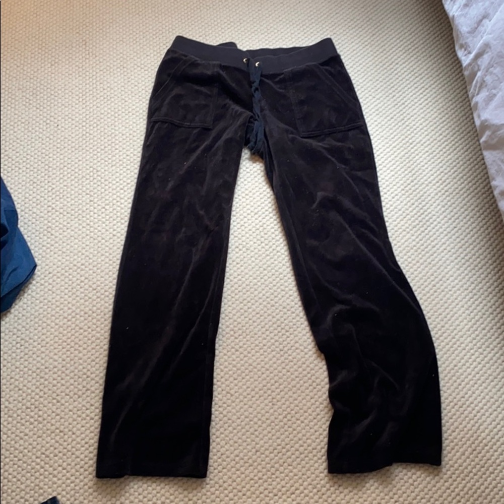 Authentic Juicy Couture Black Velour Bootcut Pants